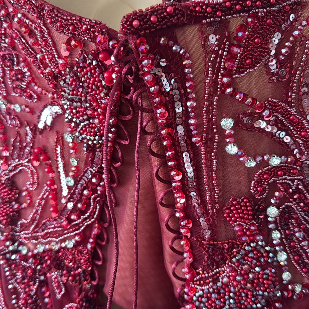 Red COSTUM MADE wedding guest gown - Picture 9 of 13